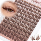 Pestañas clúster marrón Wtvane de 8 mm para look suave y natural