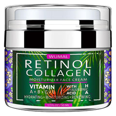 WUMAL crema retinol con colágeno, hidratación profunda para piel suave.
