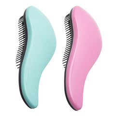 WYNK cepillo desenredante doble juego verde rosa para cabello suave y sin tirones.