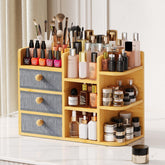X-cosrack organiseur maquillage en bambou avec tiroirs pour un rangement clair.
