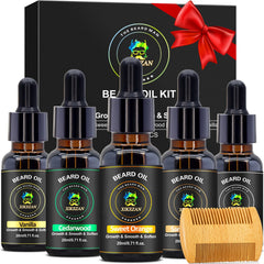 XIKEZAN beard oil sandalwood bottle for calm, woody scent during daily grooming.