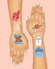 Tatuaje temporal xo Fetti baloncesto metalizado, para MVP