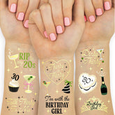 tatuajes xo fetti para aniversario 30 dorados, ideales para decorar y animar la fiesta.