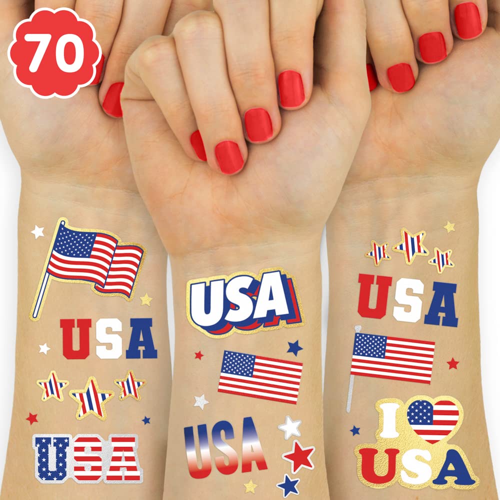 Tatuajes xo Fetti con fuegos artificiales para fiestas patrióticas, duraderos.