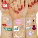 Tatuaje guitarra iridiscente XO Fetti para fiesta vibrante.