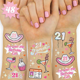 Tatuajes temporales xo Fetti con destellos metálicos para la fiesta.