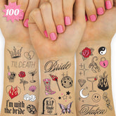 Tatuajes temporales xo Fetti con 100 diseños para despedida de soltera.
