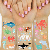 tatuajes temporales xo Fetti de delfín para fiestas y actividades creativas.