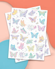 xo, Fetti tatuajes mariposa pastel foil, duraderos para fiestas al aire libre.