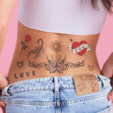 Tatuaje temporal realista de ángeles de xo, Fetti para fiestas y sesiones de fotos