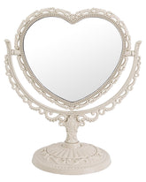 xpxkj es un espejo de corazón vintage de 7 pulgadas, vista frontal, perfecto para maquillaje diario.