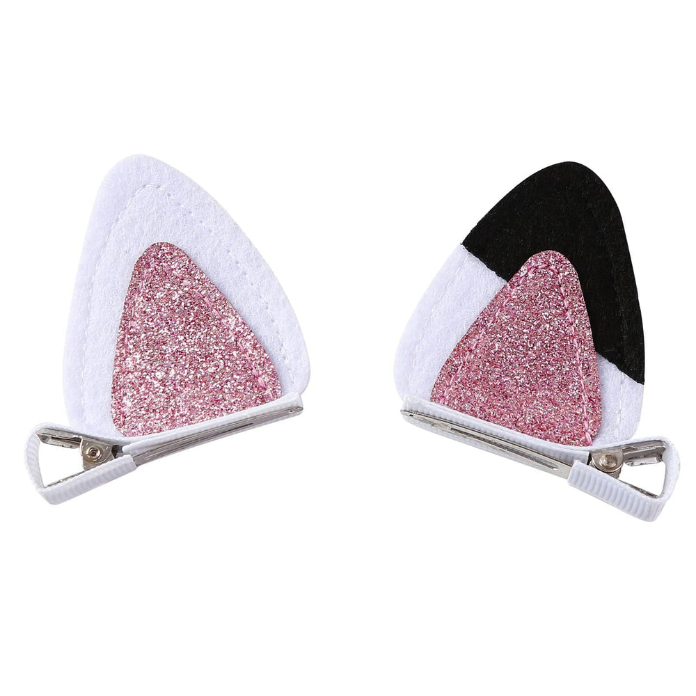 XSWNGXX orejas-gato clip, brillo blanco-rosado para disfraces.
