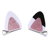 XSWNGXX orejas-gato clip, brillo blanco-rosado para disfraces.