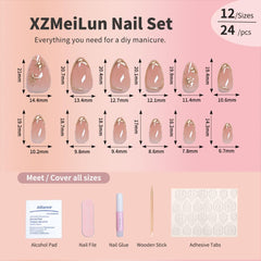 Diseños 3D en oro con estrellas para uñas XZMeiLun.