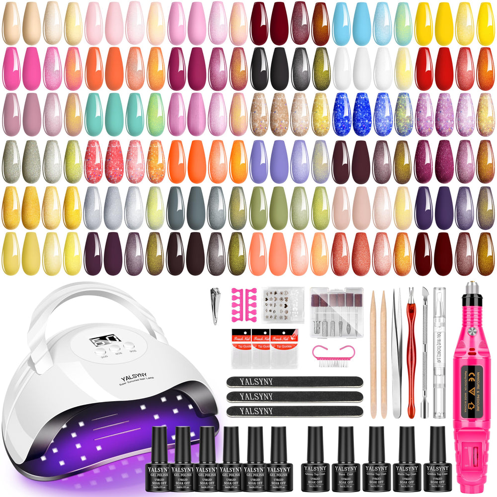YALSYINY gel nail polish kit with UV lamp for at-home manicures