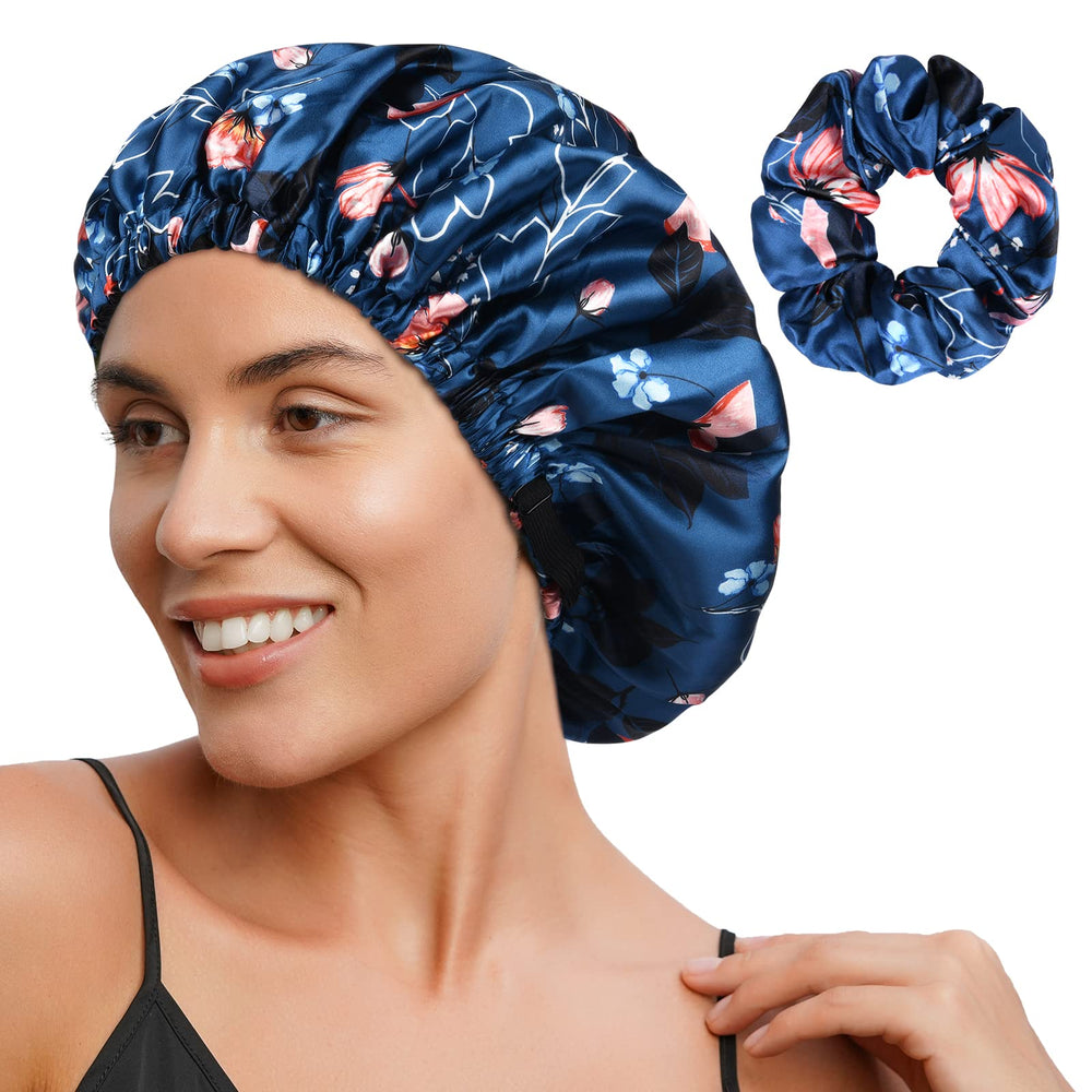 Yanibest bonete de satén ajustable, doble capa, protección suave para dormir