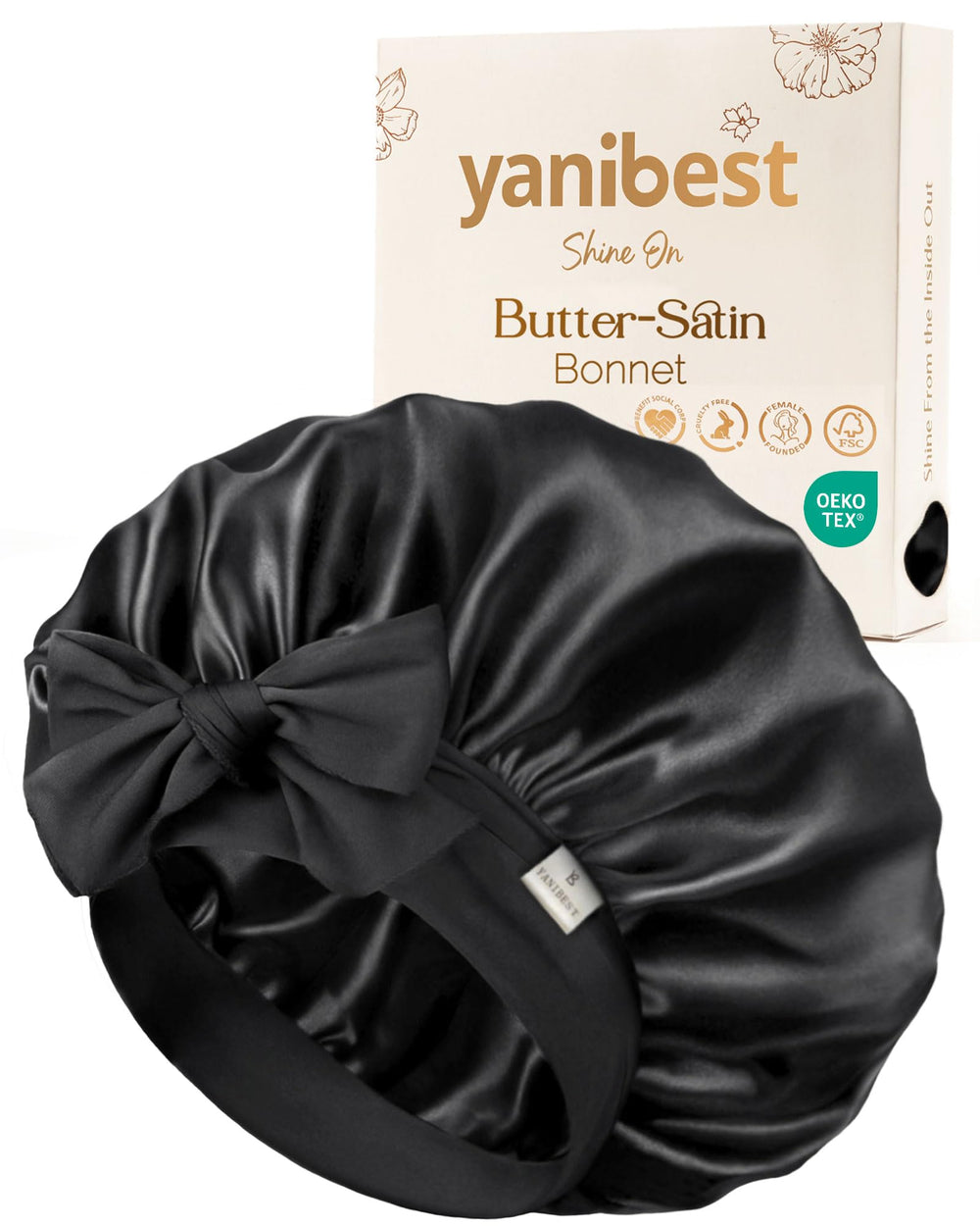 Yanibest bonete de satén ajustable para dormir, protege cabello y piel.