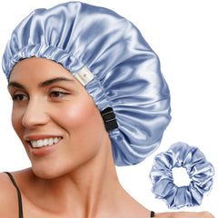 Yanibest bonete de satén ajustable azul cielo para dormir, reduce fricción y protege la humedad