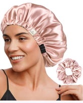 YANIBEST bonete satén ajustable rosa pastel para dormir y protección del cabello