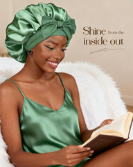 YANIBEST bonete satin lazo frontal, estilo suave para dormir y proteger rizos.