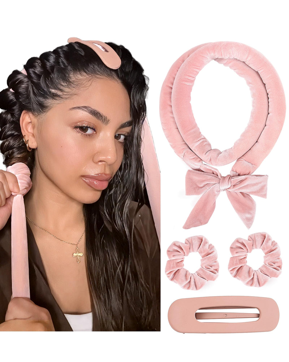 Yanibest rizador sin calor rosa, uso nocturno para rizos duraderos y suaves.