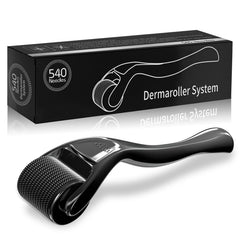 Derma Roller 540 de YANVIPERISK, acero inoxidable negro, cuidado facial diario.