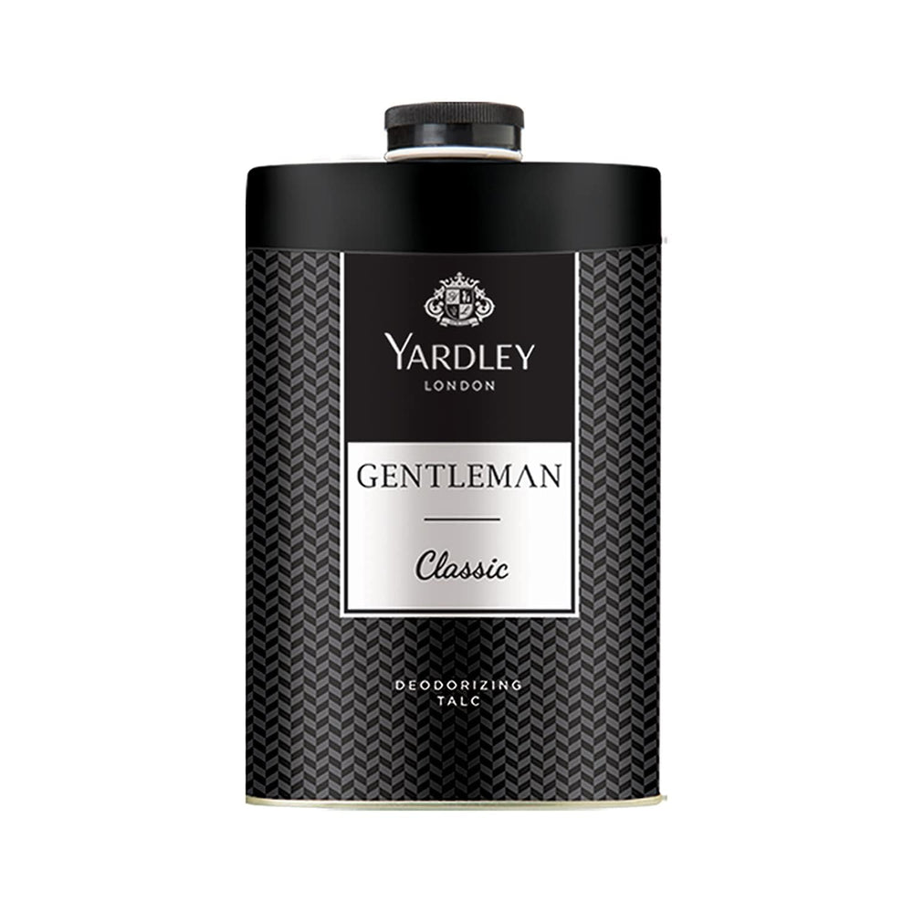 Frasco de Talco Yardley Gentleman para sensación fresca y duradera.