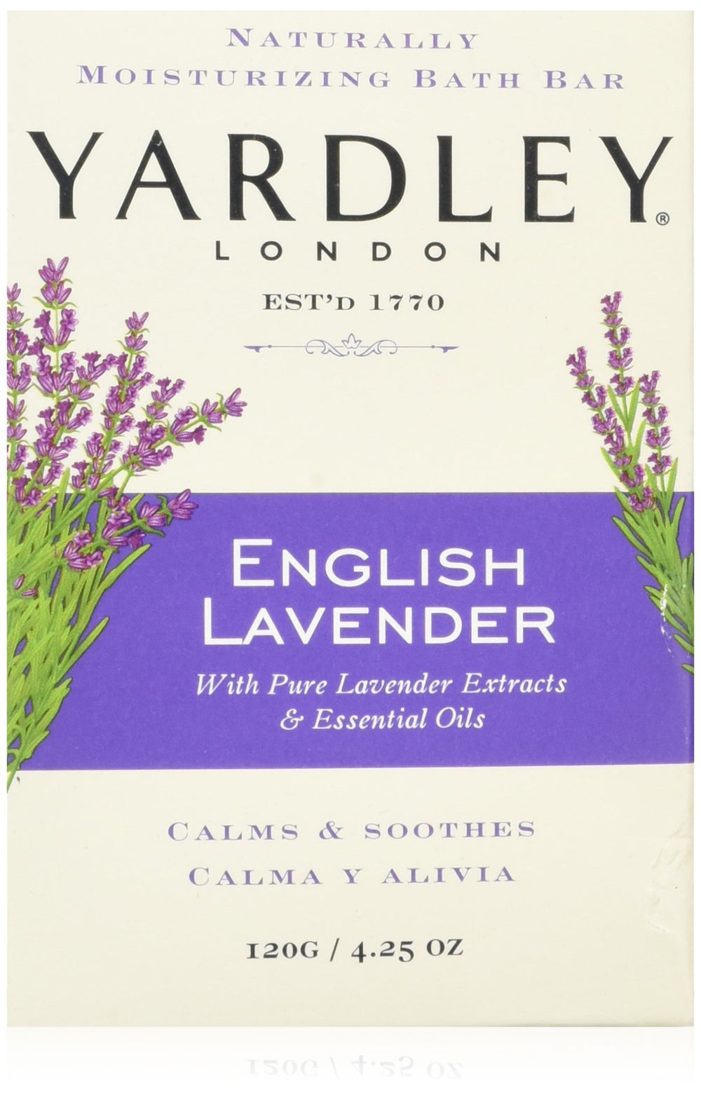 Yardley Lavanda Inglesa: barra frente, aroma calmante para baño