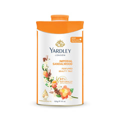 Yardley London talco perfumado sándalo, bote de 100 g para piel suave.