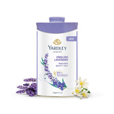 Yardley Lavanda talco en envase elegante para perfumar la piel.