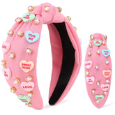 Diadema YARIEW con corazón rosa y strass para ocasiones especiales