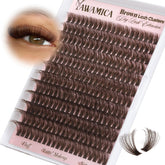 Yawamica ramilletes pestañas marrón oscuro 80D para look natural y volumen ligero.