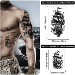 Tatuaje temporal Yazhiji Barco pirata, eleva cualquier estilo para evento o festival.