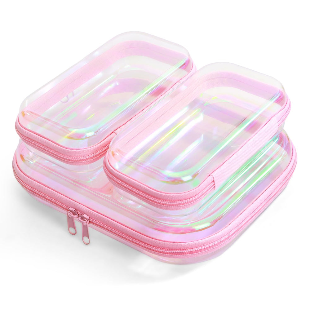 YEANIEGUOGI estuche duro transparente con cremallera Rosa Láser para localizar objetos fácilmente