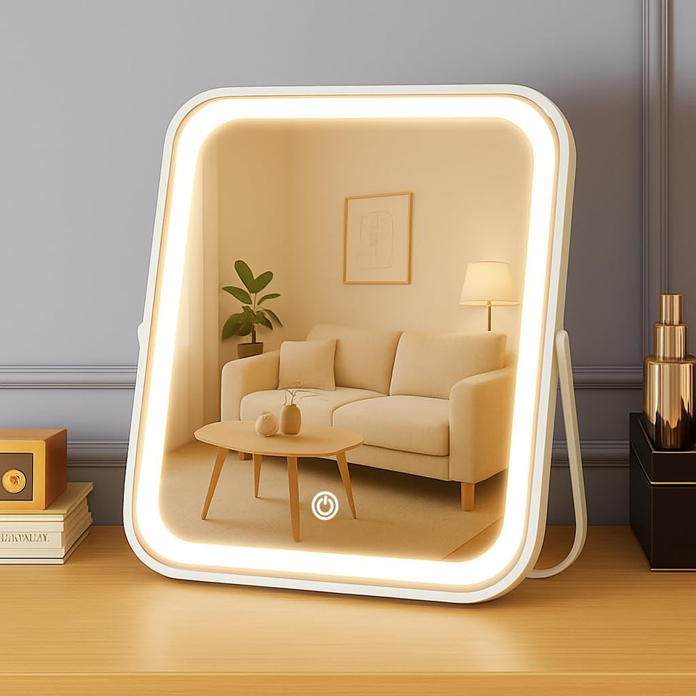 YEKKOPT Espejo recargable con luces para uso diario en baño y tocador.