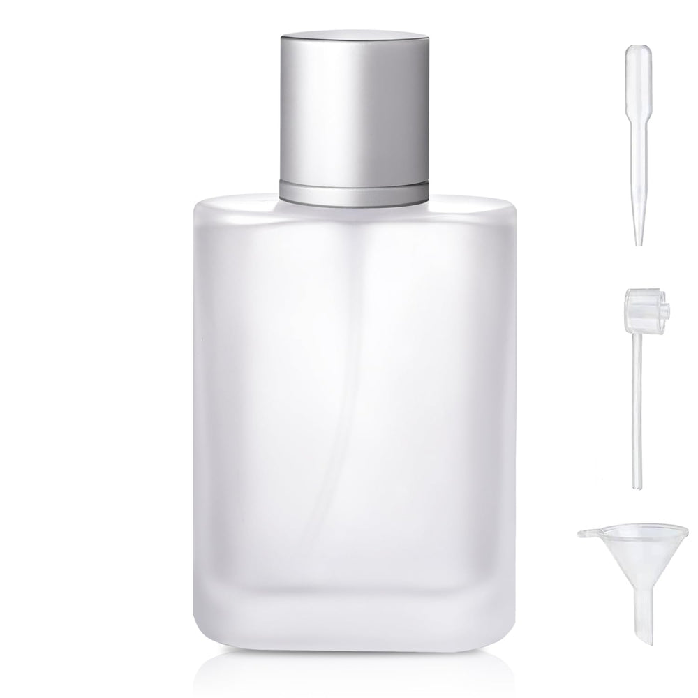 Yerpkefey frasco perfume de vidrio escarchado 100 ml para recargas y viajes.