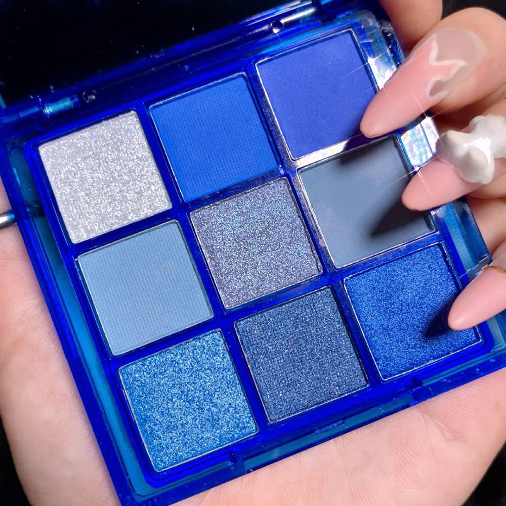 Yeweian paleta azul con nueve sombras para maquillajes versátiles