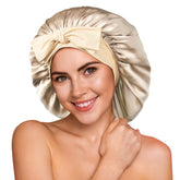 Bonnet YFONG en soie double couche, douceur constante sur les cheveux.