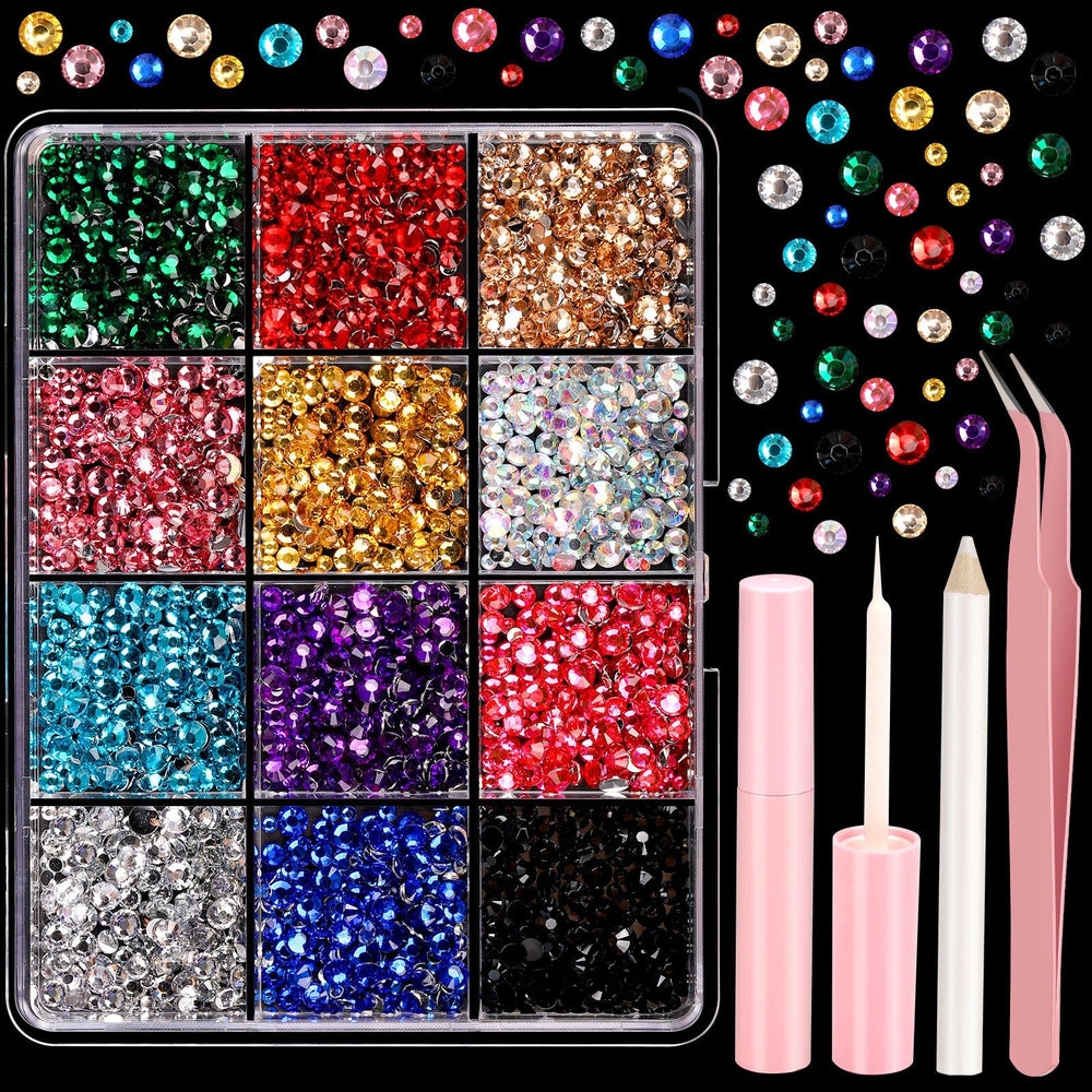 Kit YGDZ de piedras faciales: 12 colores para diseños brillantes y duraderos.