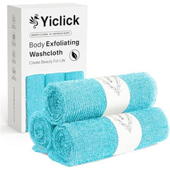 Yiclick toalla exfoliante para cuerpo, conjunto de tres paños para exfoliación suave.