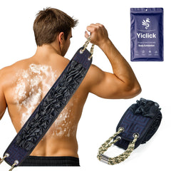 Yiclick exfoliante de espalda para ducha con mango, ideal para una limpieza suave diaria.