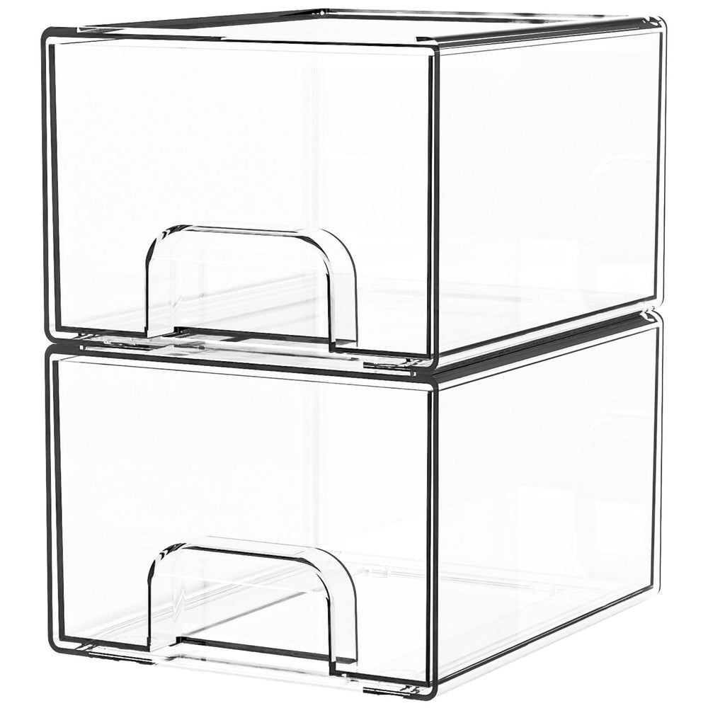 Yieach cajón acrílico claro apilable para ahorro de espacio y acceso rápido.