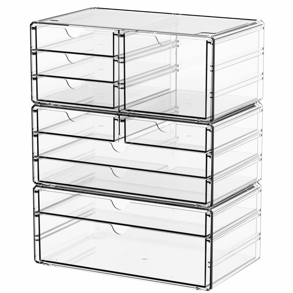 Yieach organizador de cajones transparentes de 3-pack para tocador ordenado