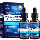 YIIORAUP 5% Minoxidil bottle pour showing precise daily dosing for consistent scalp application