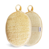 Esponja lufa YIQINGJIE en pack de dos para exfoliar suavemente en la ducha.
