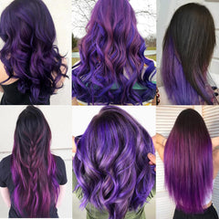 Extensiones moradas YISIKUNNUO con pinza para color vibrante.