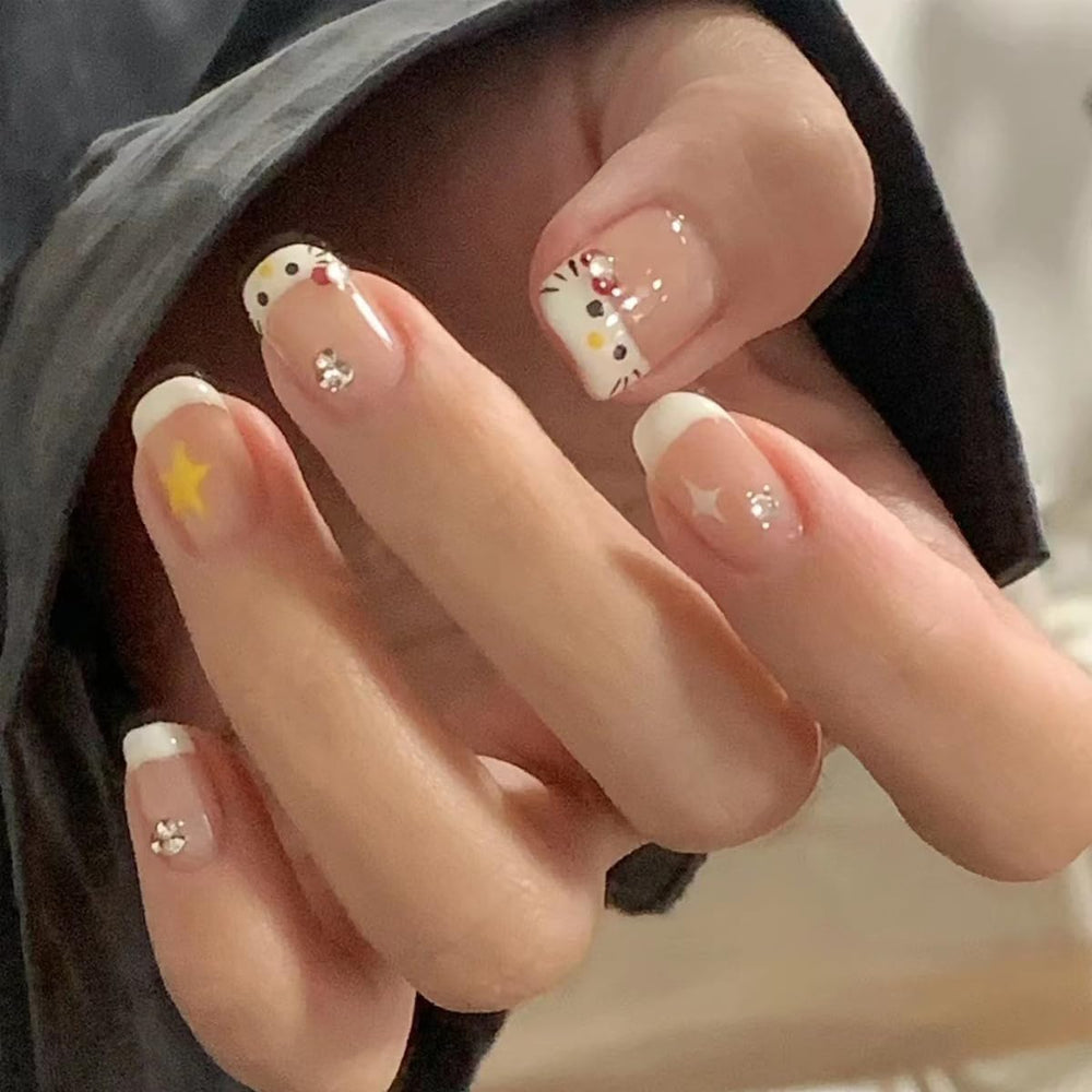 YKZFUI 24piezas uñas frances caja, diseño listo para combinar con cualquier estilo.