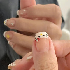 YKZFUI 24piezas uñas frances con tamaños diferentes para ajuste cómodo.