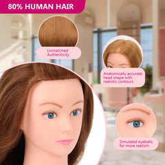 YODIDI Cabeza de maniquí para practicar corte, alisado y trenzas con caída natural.