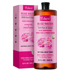 Yoken Agua de Rosas Damascena en botella ámbar para preservar frescura